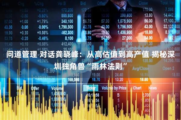 问道管理 对话龚晓峰：从高估值到高产值 揭秘深圳独角兽“雨林法则”