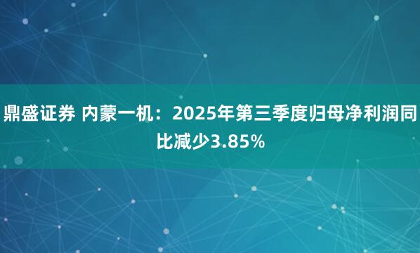 鼎盛证券 内蒙一机:2025年第三季度归母净利润同比减少3.85%
